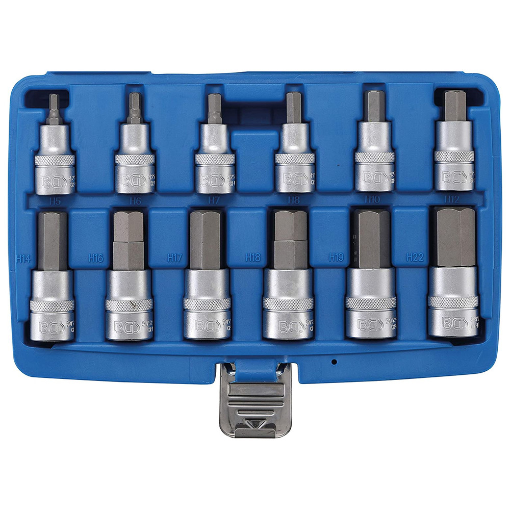 Bit-Einsatz-Satz, 1/2", Innensechskant, 12-teilig, 5-22 mm