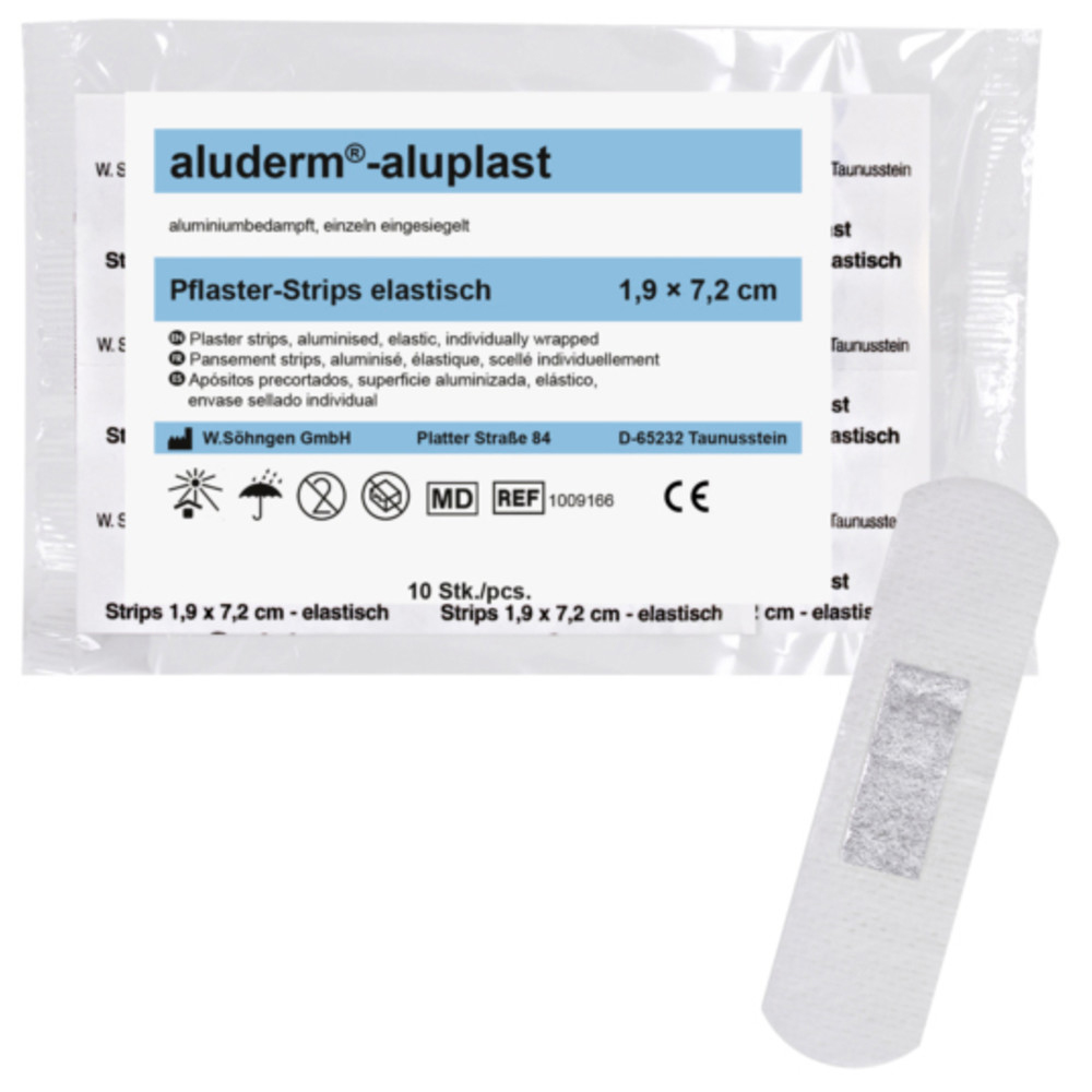 Wundpflaster aluderm-aluplast elastisch Strips, 1,9 x 7,2 cm