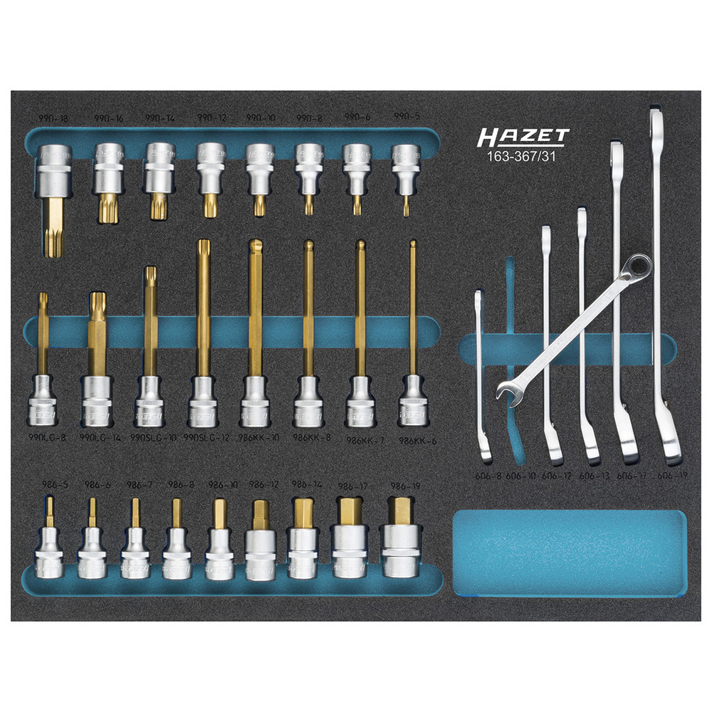 Steckschlüssel-Satz 163-367/31 - Vierkant hohl 12,5 mm (1/2 Zoll) - Außen-Doppe