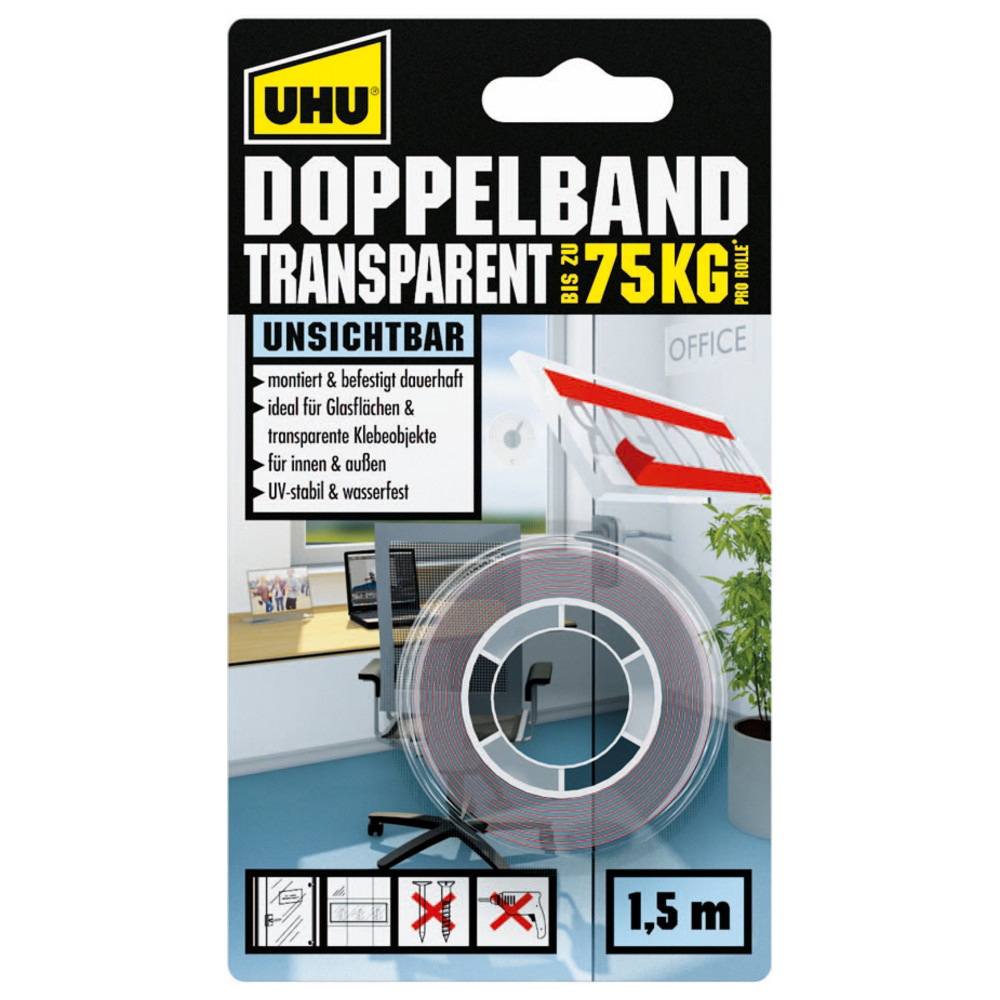 Doppelband Transparent, 19 mm x 1,5 m