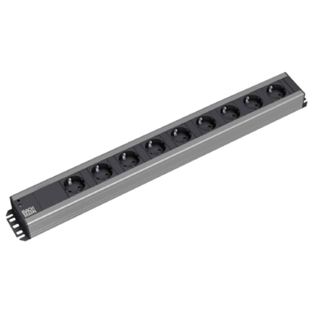 Steckdosenleiste, Kunststoff, 19", 9-fach, ohne Schalter