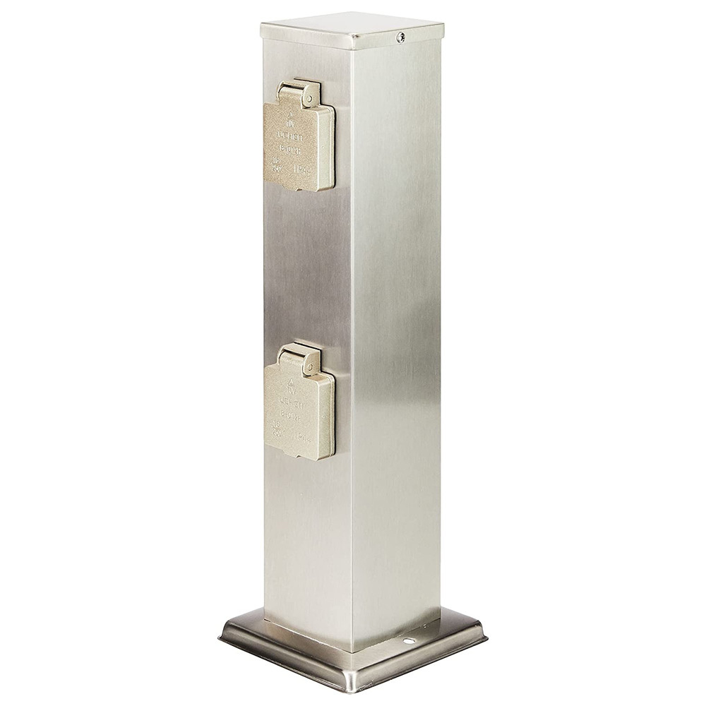 Steckdosenpfosten 4er, für 230 V, Edelstahl, IP 44