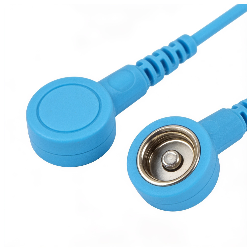 WETEC Spiralkabel mit Druckknopf, ESD, hellblau, 10/10 mm, 2,4 m, Bild 2