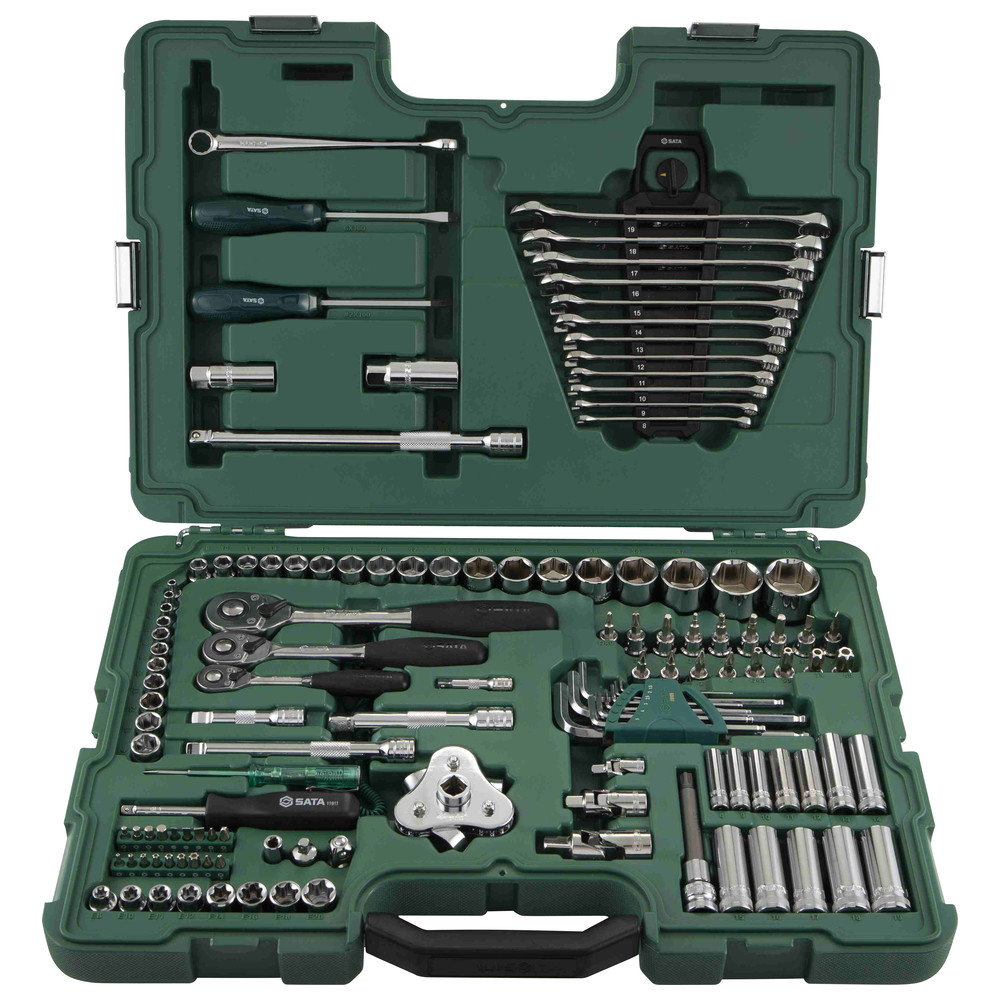 1/4", 3/8" & 1/2" 6-kant Steckschlüssel & Ringmaulschlüssel Set, 124 Tlg.