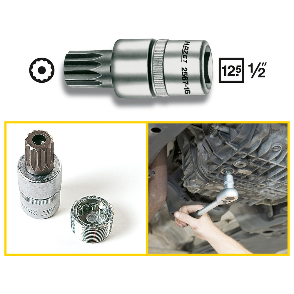 Öldienst-Schraubendreher-Steckschlüssel-Einsatz 2567-16 - Vierkant hohl 12,5 mm