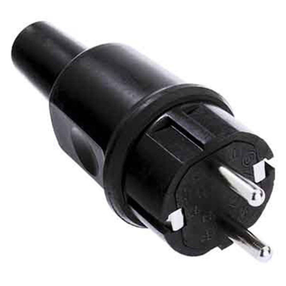 SCHUKO-Stecker Gummi, DIN 49441-2-AR1, IP44, gerade, 16 A