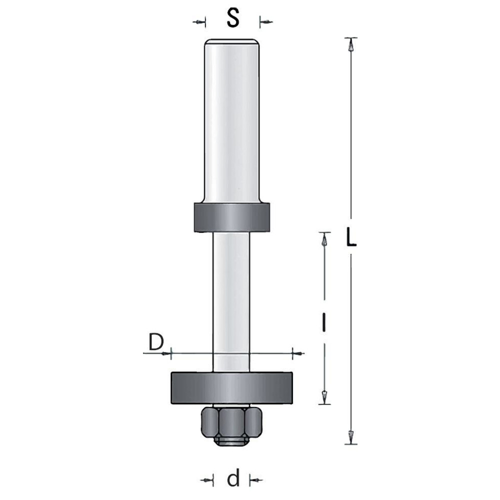Aufnahmedorn einteilig mit Anlauflager D16 d8 S8