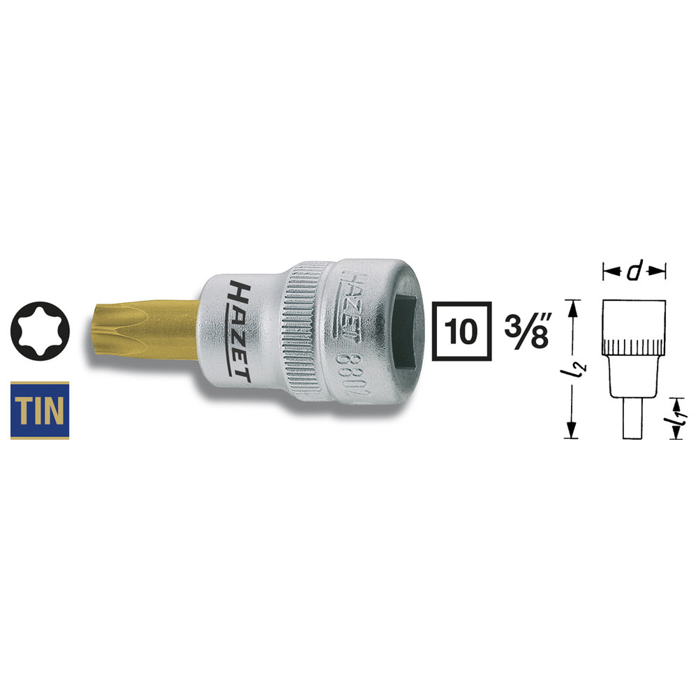 Schraubendreher-Steckschlüsseleinsatz TORX 8802-T50 - Vierkant hohl 10 mm (3/8