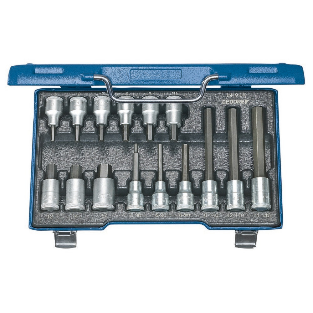 Schraubendrehereinsatz- Satz 1/2" Innensechskant 5-17mm 15-teilig Gedore