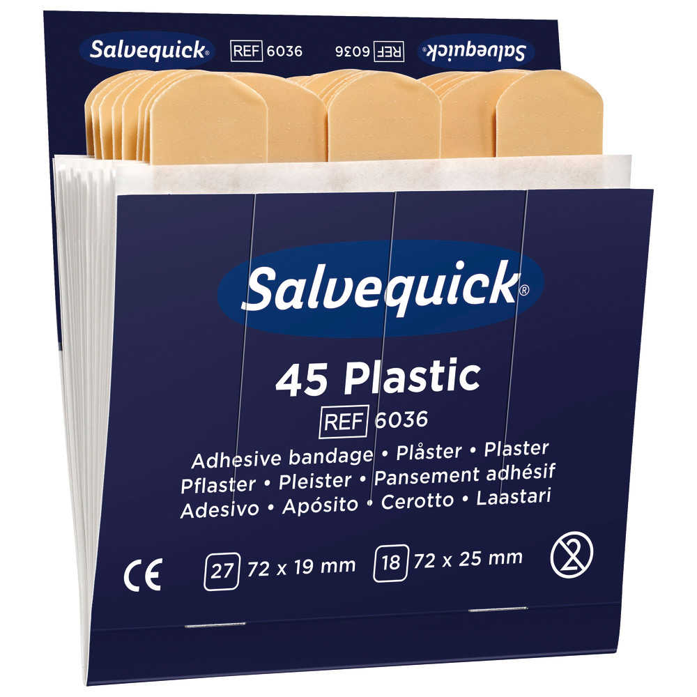 Salvequick Nachfüllsortiment, 6 x 45 Pflaster, wasserabweisend