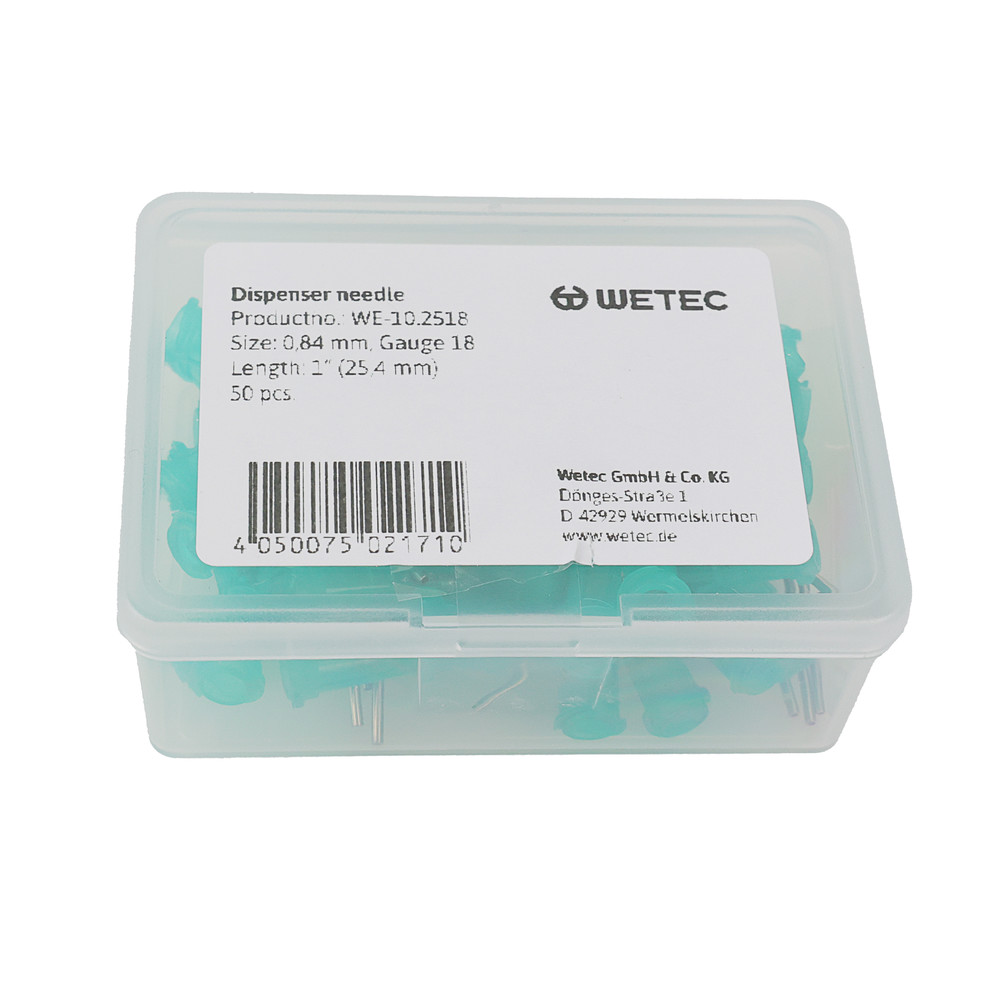 WETEC Dosiernadel, gerade, 1", 0,84 mm / Gauge 18, grün, Bild 3
