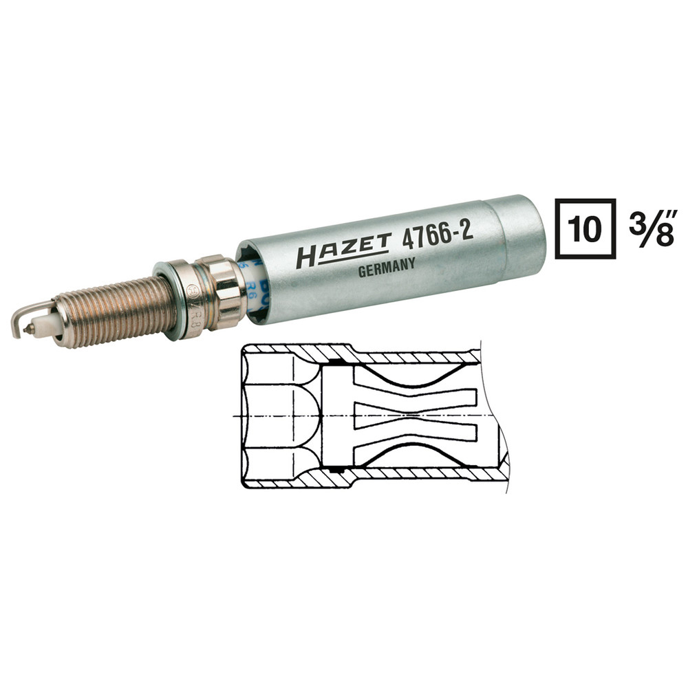 Zündkerzen-Schlüssel 4766-2 - Vierkant hohl 10 mm (3/8 Zoll) - Außen-Doppel-Sec