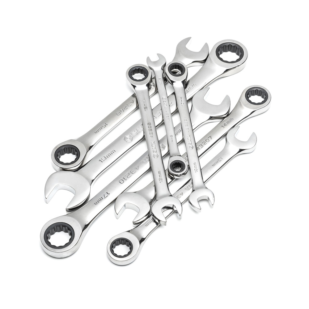 Ratschen-Ringmaulschlüssel-Satz, 8-tlg., 8-19 mm
