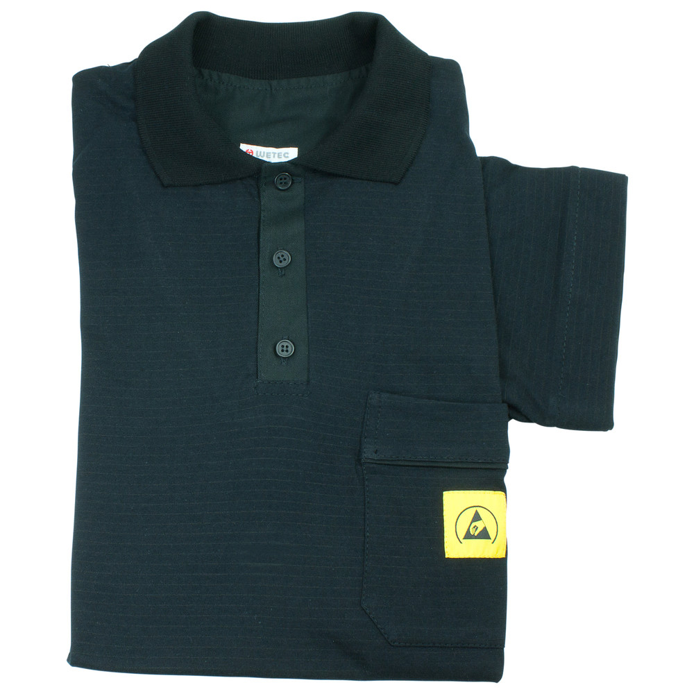 WETEC ESD-Polo-Shirt light, mit schwarzem Kragen, Größe 2XL, schwarz