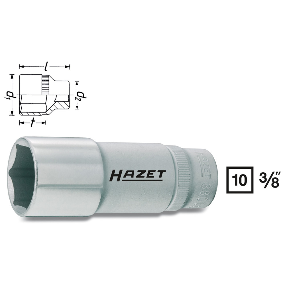 Steckschlüssel-Einsatz (6kt.) 880LG-20 - Vierkant hohl 10 mm (3/8 Zoll) - Außen