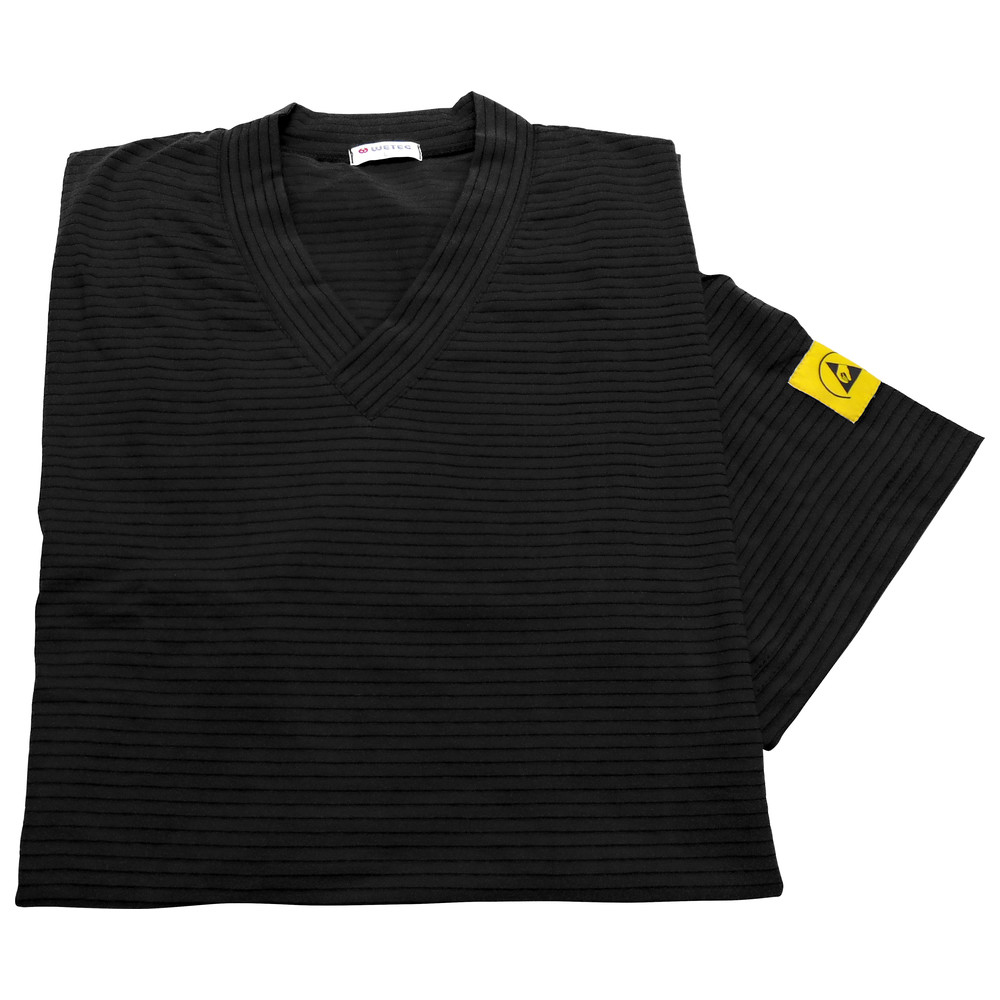 WETEC ESD T-Shirt, mit V-Ausschnitt, XS, schwarz
