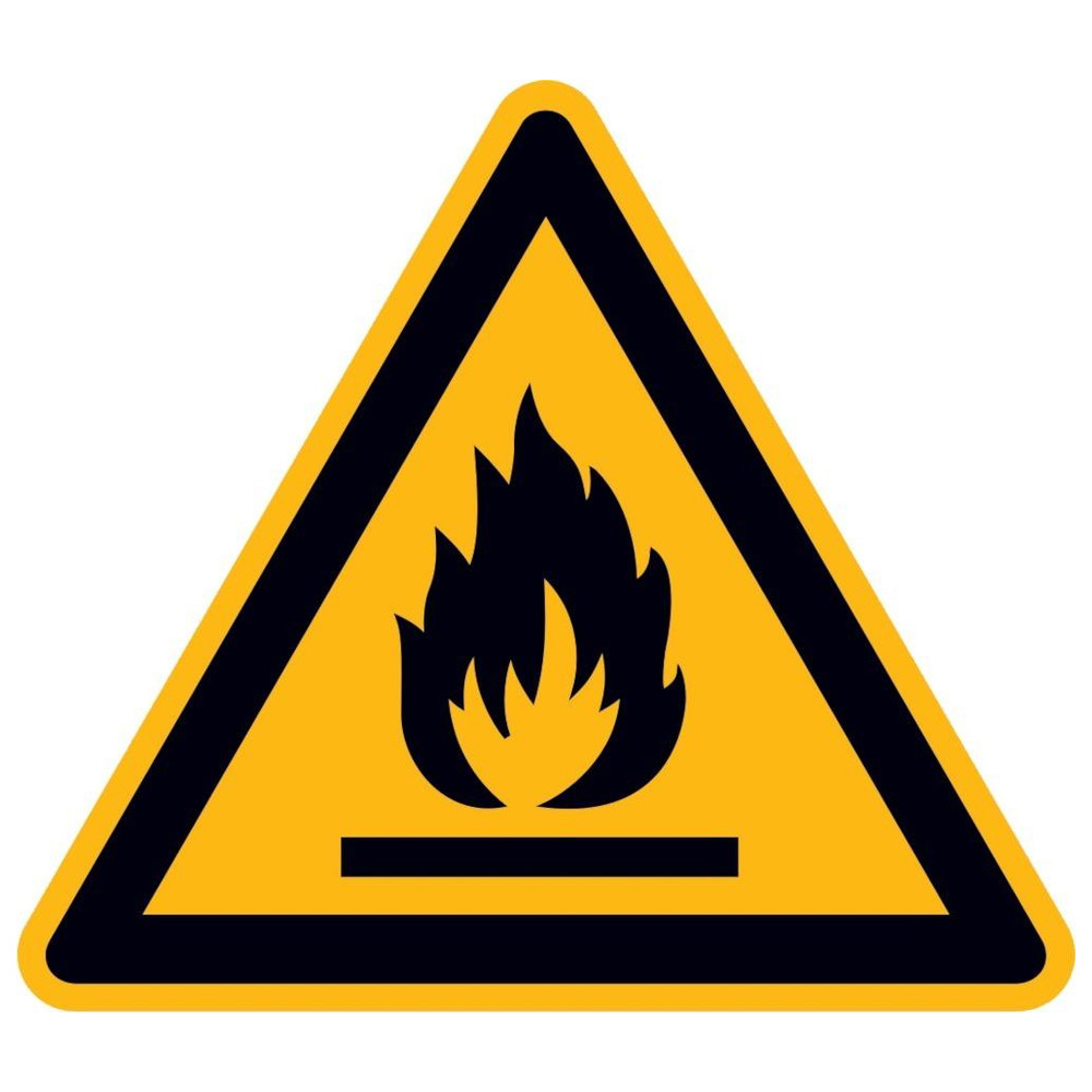 Warnung feuergefährliche Stoffe PVC-Folie, selbstklebend