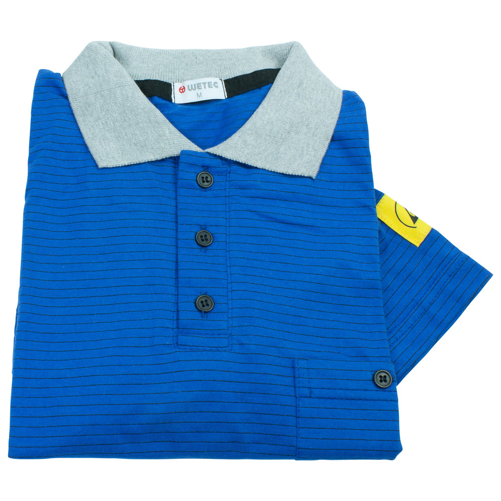 WETEC ESD-Polo-Shirt, mit grauem Kragen, L, blau, Bild 2