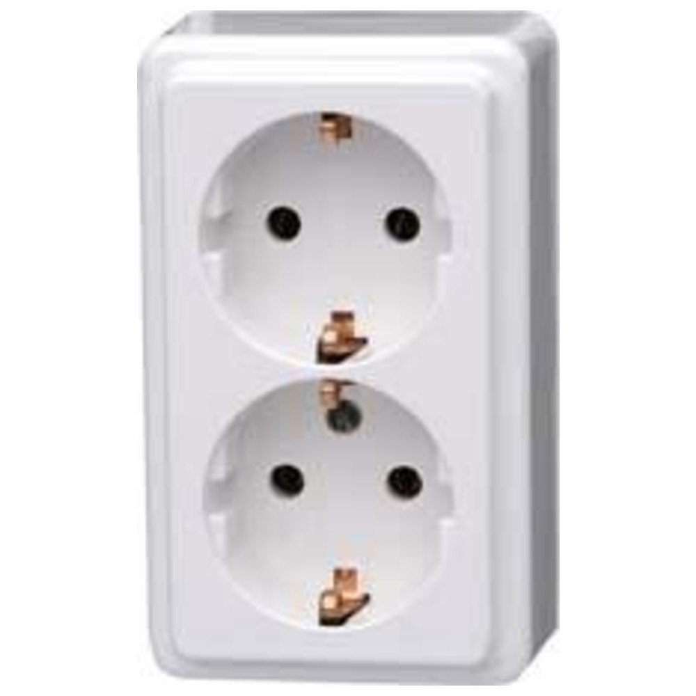 Schuko-Steckdose 2-fach arktis weiss AP