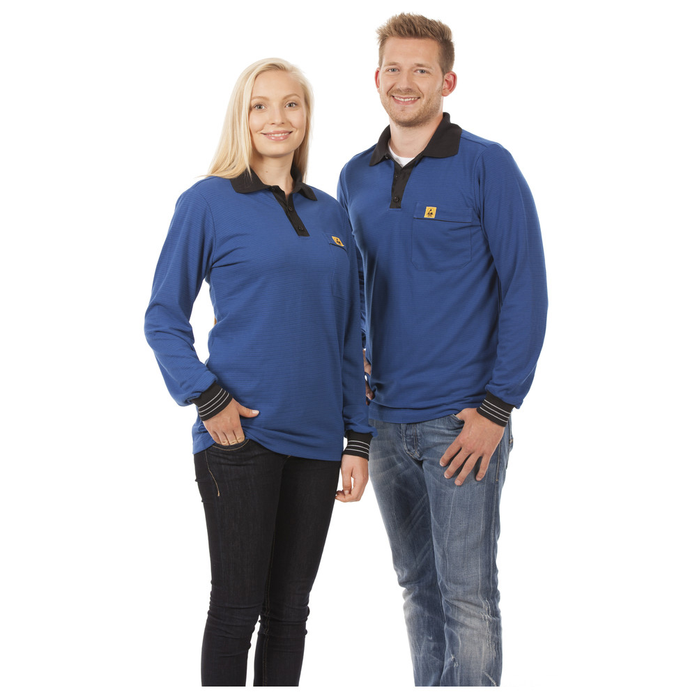 ESD-Langarm-Polo-Shirt, Größe L, blau
