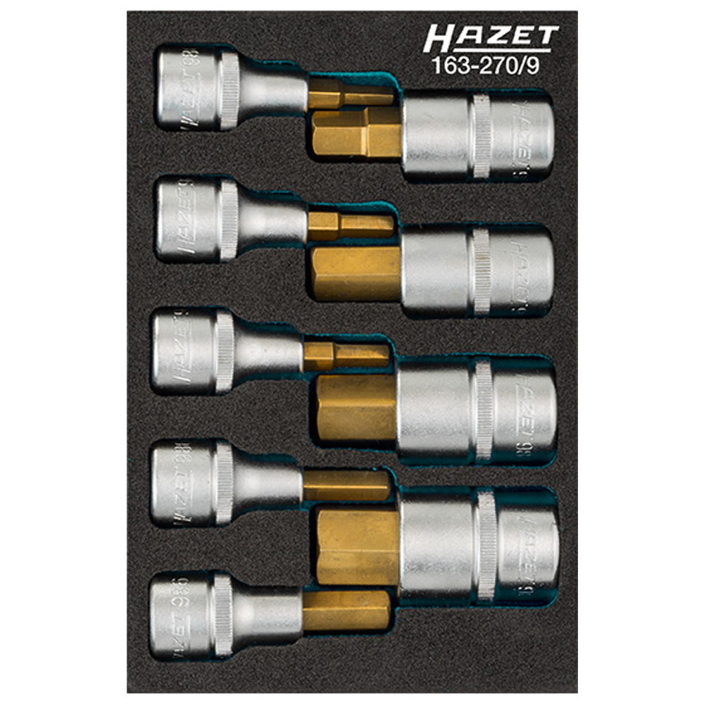 Schraubendreher-Steckschlüsseleinsatz-Satz 163-270/9 - Vierkant hohl 12,5 mm (1