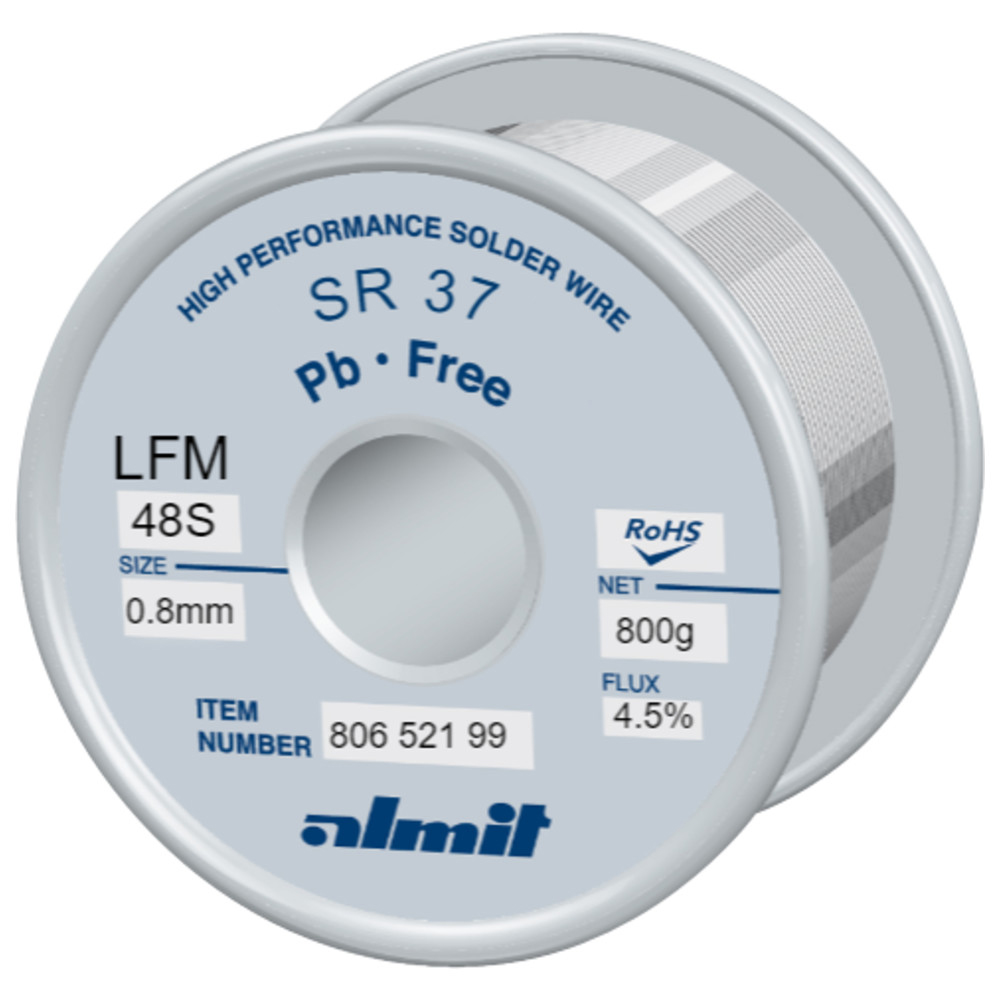 Lötdraht, SR37 LFM-48 S, 0,8 mm, 800 g