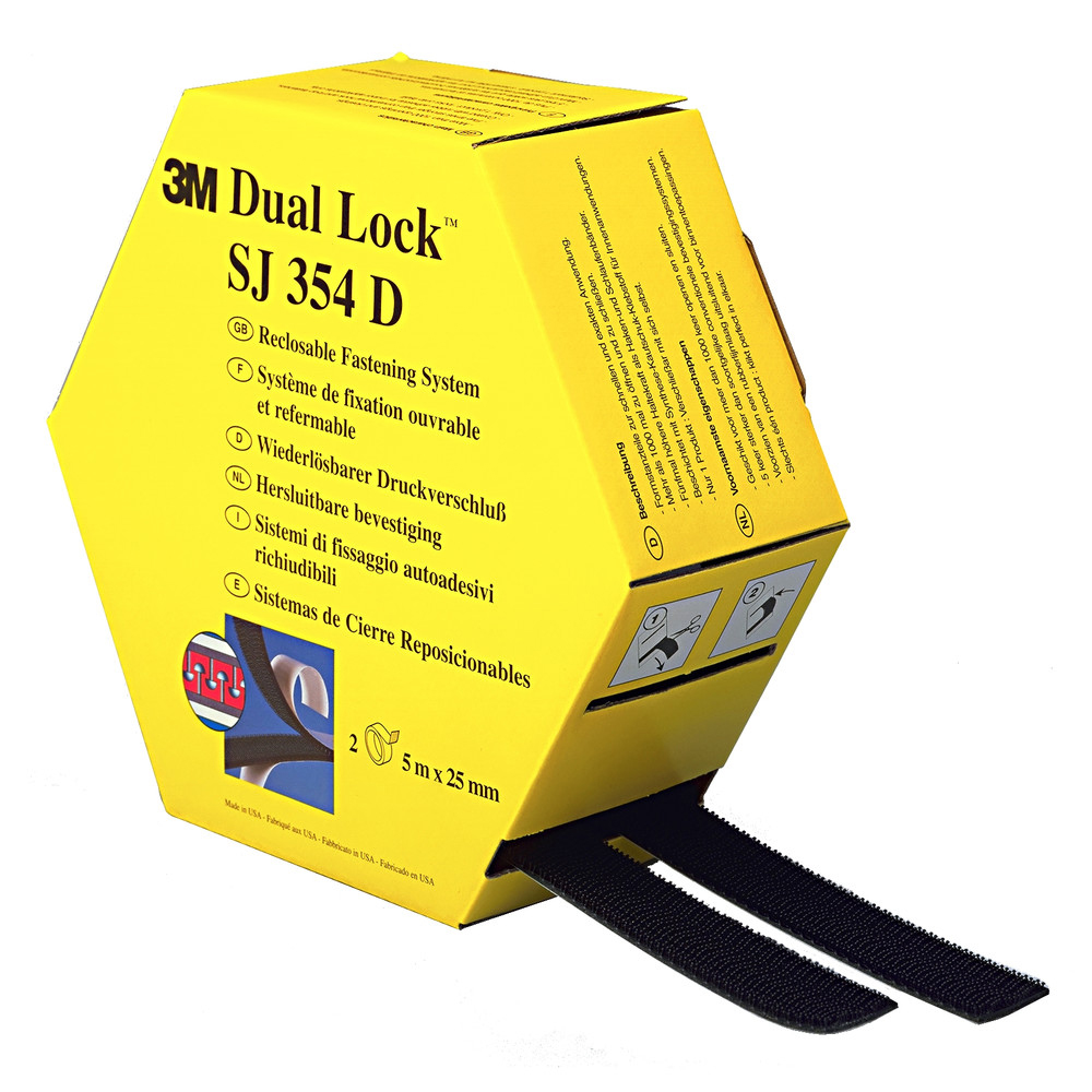 Flexibler Druckverschluss SJ354D Dual Lock, 25 mm x 5 m, schwarz