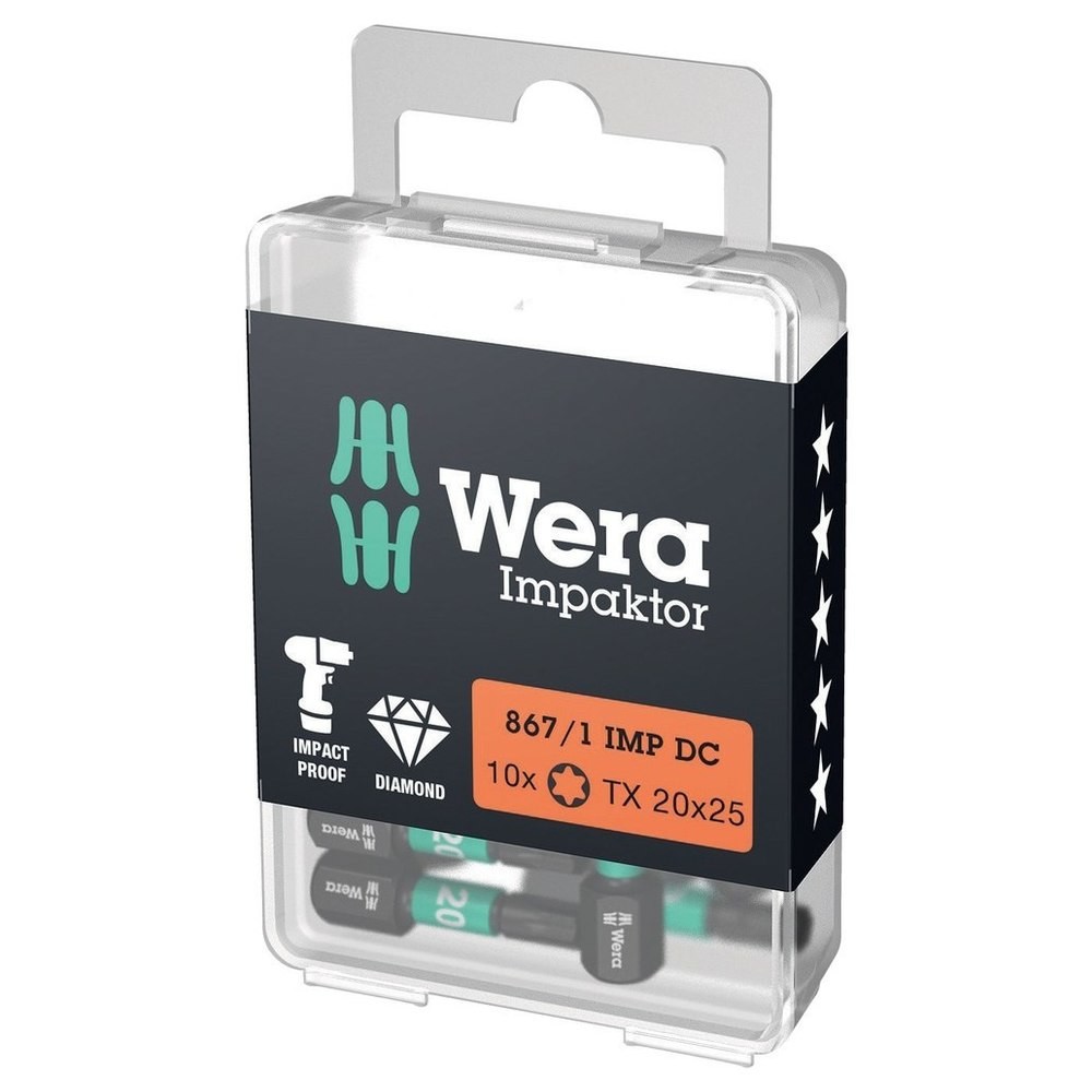 Bit Impaktor 1/4" DIN 3126 C6,3 T30x25mm 10er Pack Wera