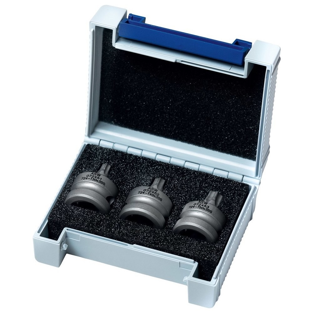 Kraft- Schraubenddrehersatz 1/2" 3-teilig T30-T50 Shorty ASW