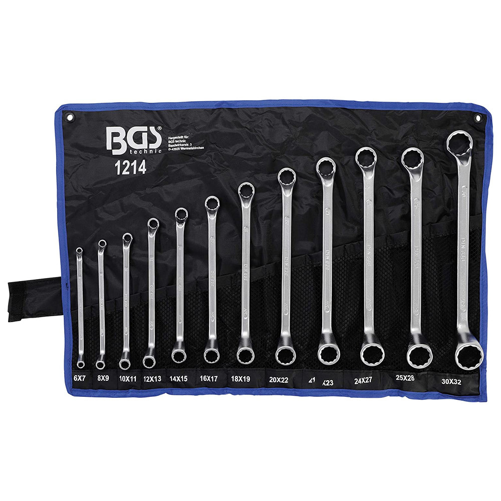 Doppelringschlüssel-Satz, DIN 838, gekröpft, 12-teilig, 6-32 mm