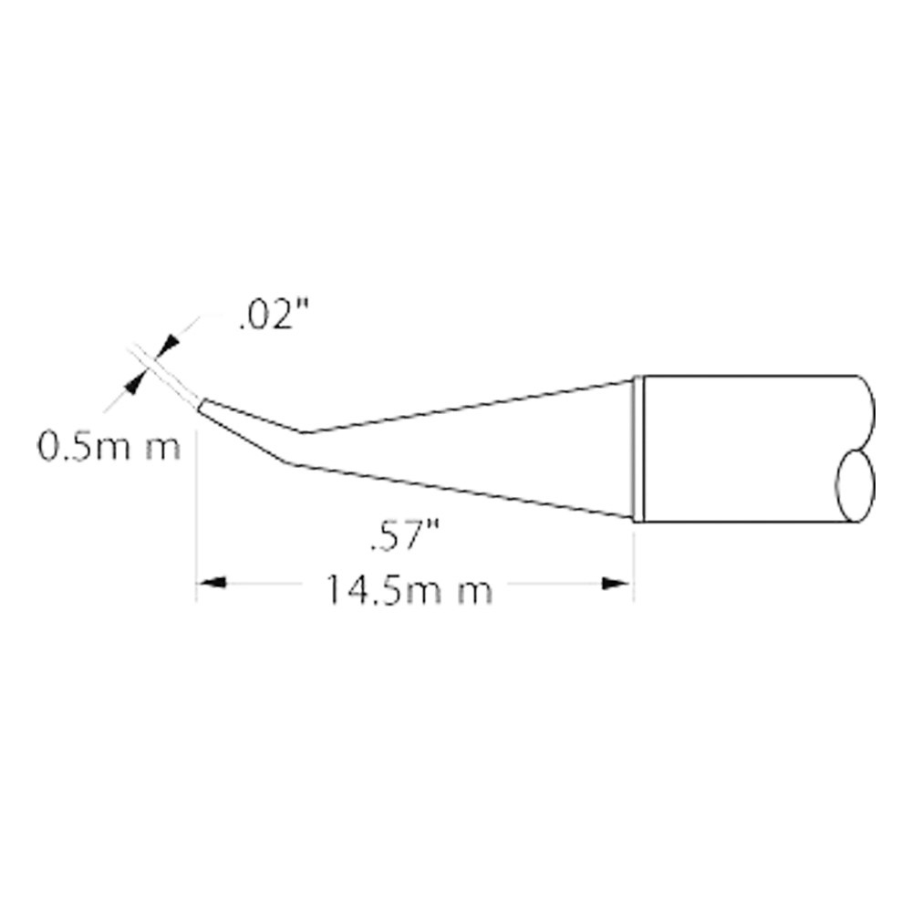 Metcal Lötpatrone für MX-500 STTC, 0,5 mm, 14,5 mm, konisch, gebogen
