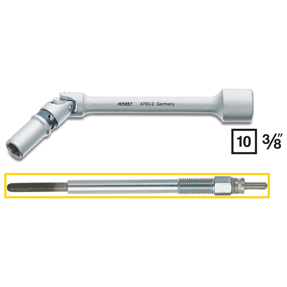 Glühkerzen-Schlüssel 4760-2 - Vierkant hohl 10 mm (3/8 Zoll) - Außen-Sechskant
