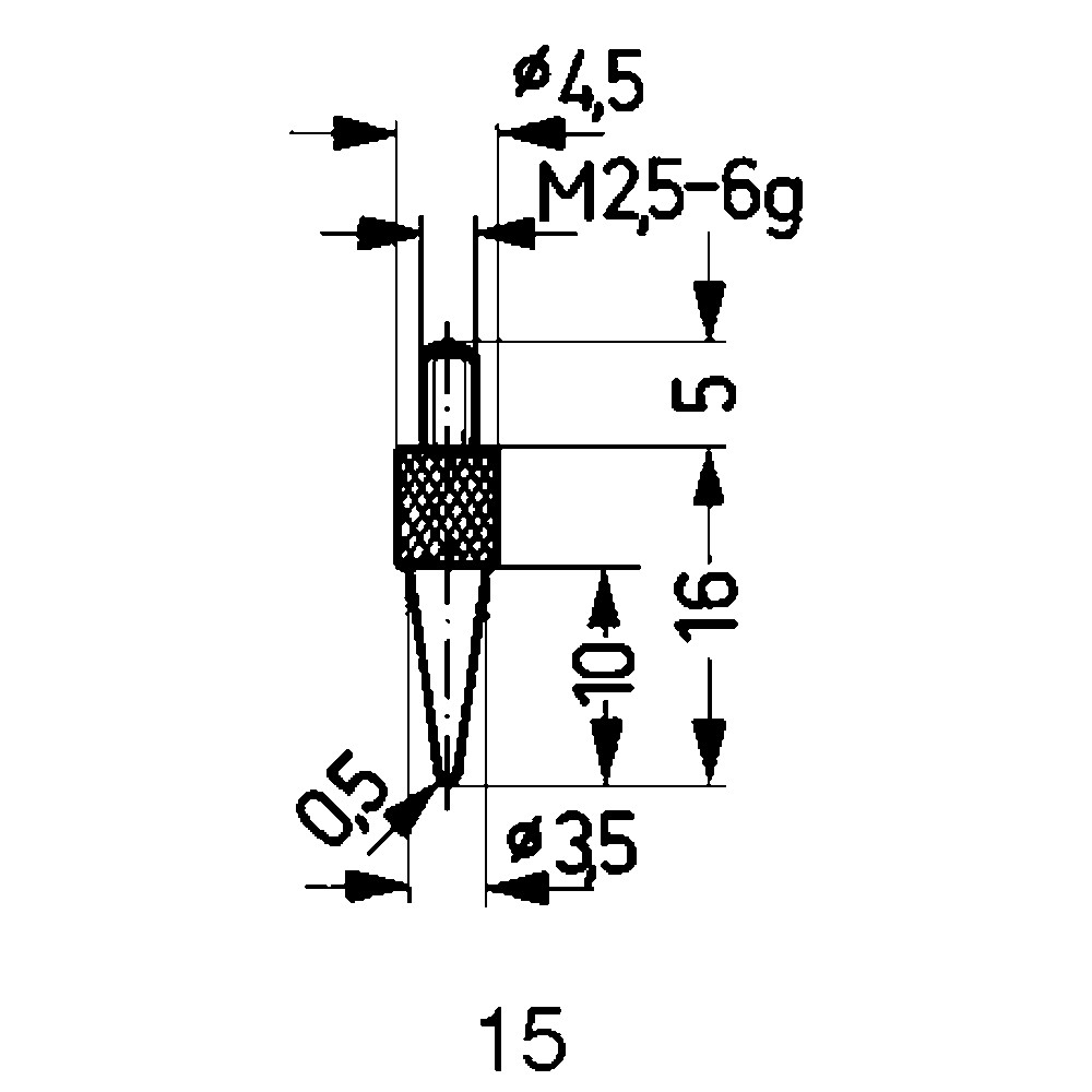 Messeinsatz Stahl Abbildung 15/ 0,5 mm