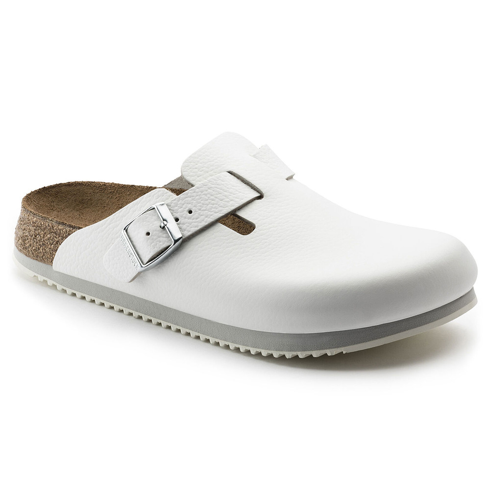 Clog Boston Super Grip, Naturleder, weiß, Weite schmal, Größe 39