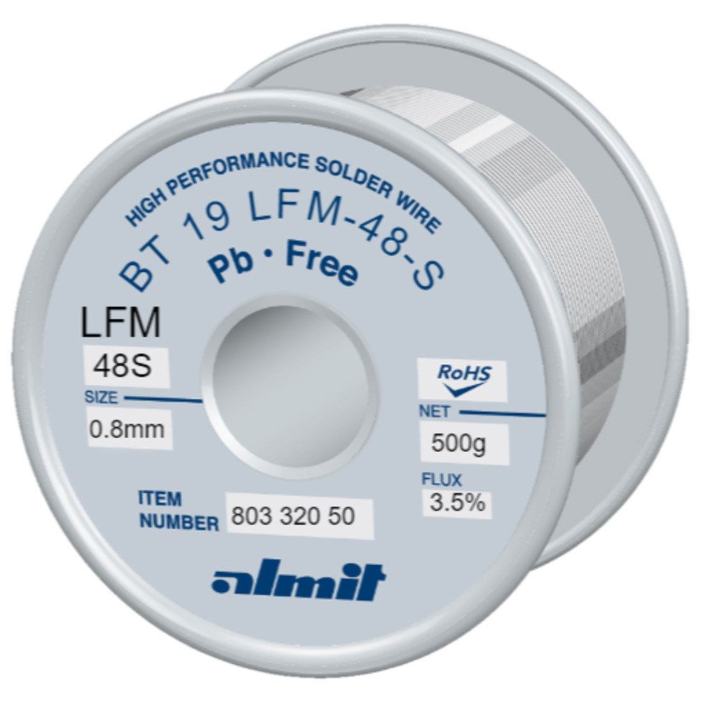 Lötdraht, BT 19 LFM-48-S, 0,8 mm, 500 g
