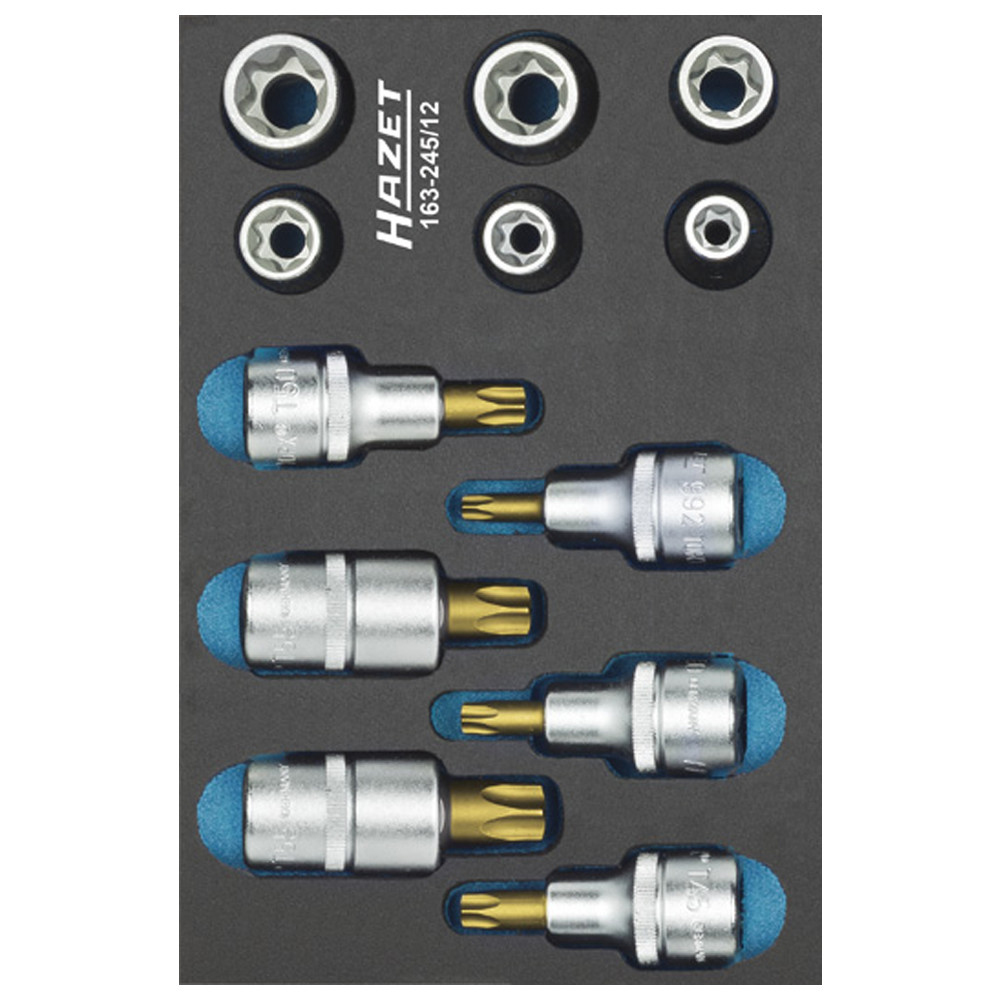 Werkzeug-Satz, TORX 163-245/12 - Vierkant hohl 12,5 mm (1/2 Zoll) - Außen TORX