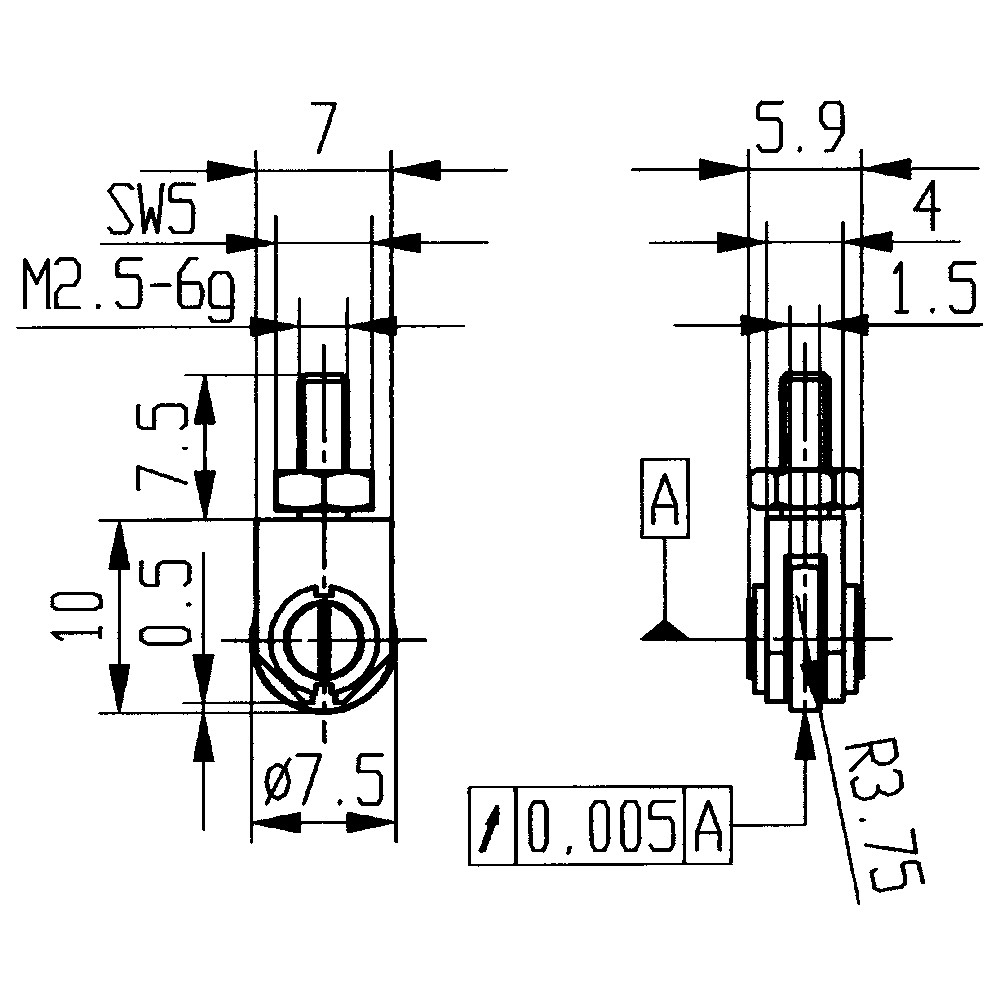 Messeinsatz Stahl Abbildung 22/ 7,5 mm