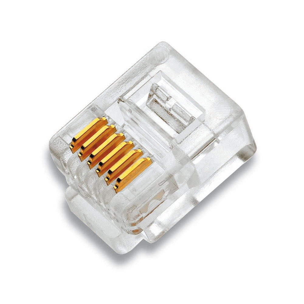 Modularstecker RJ12 6/6, ungeschirmt für flexible Leiter, Flach- und Rundkabel