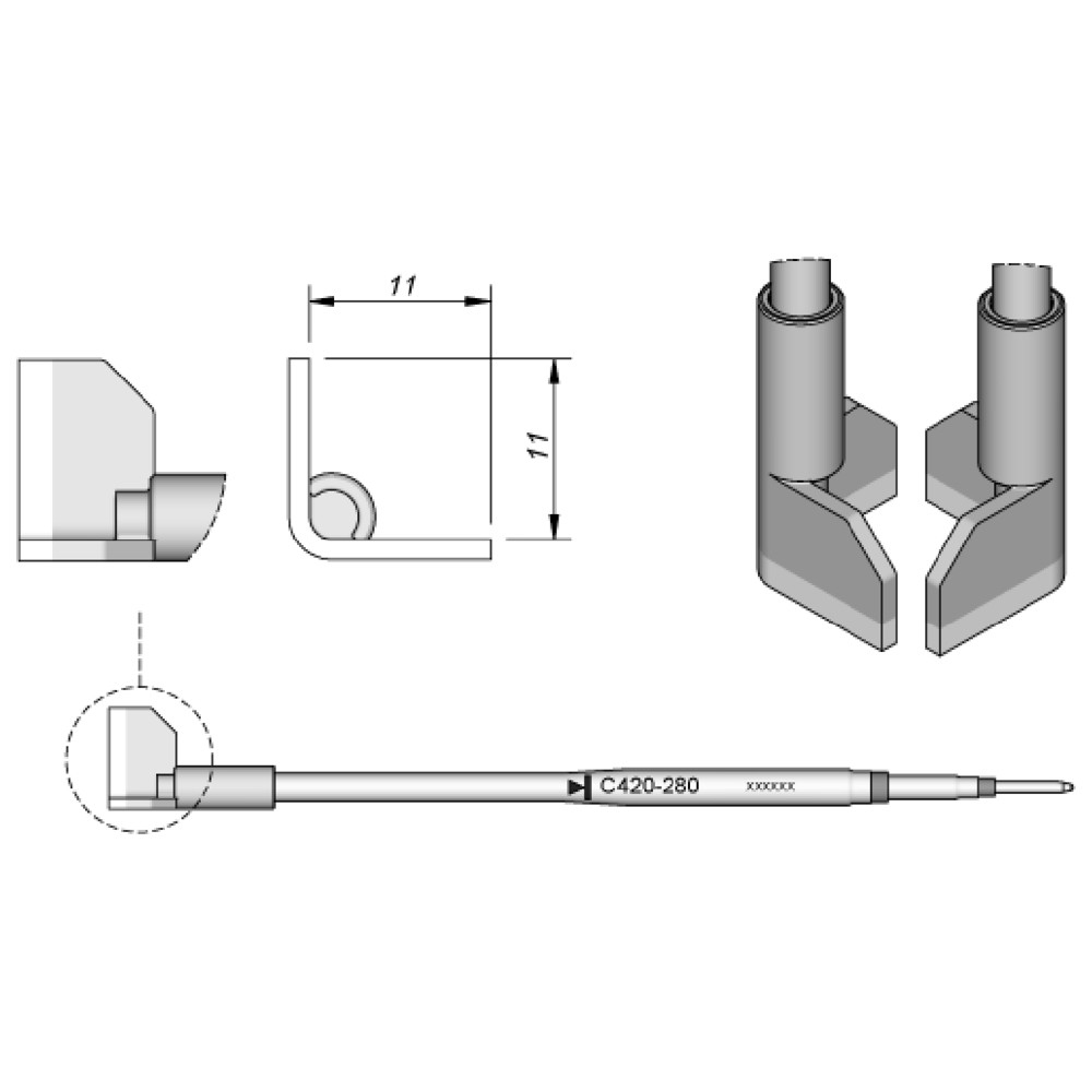 JBC Lötspitze Serie C420, C420280/11,0 mm, für QFP/PLCC