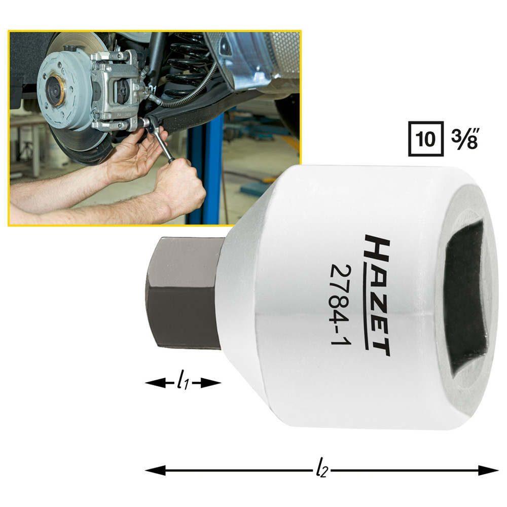 Bremssattel-Schraubendreher-Steckschlüsseleinsatz 2784-1 - Vierkant hohl 10 mm