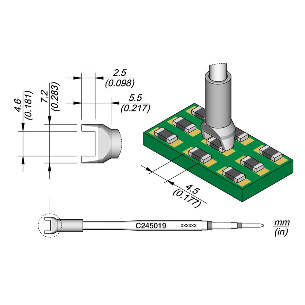 SMD-Entlötspitze Serie C245, C245019/4,6 mm, für Chip-Komponenten