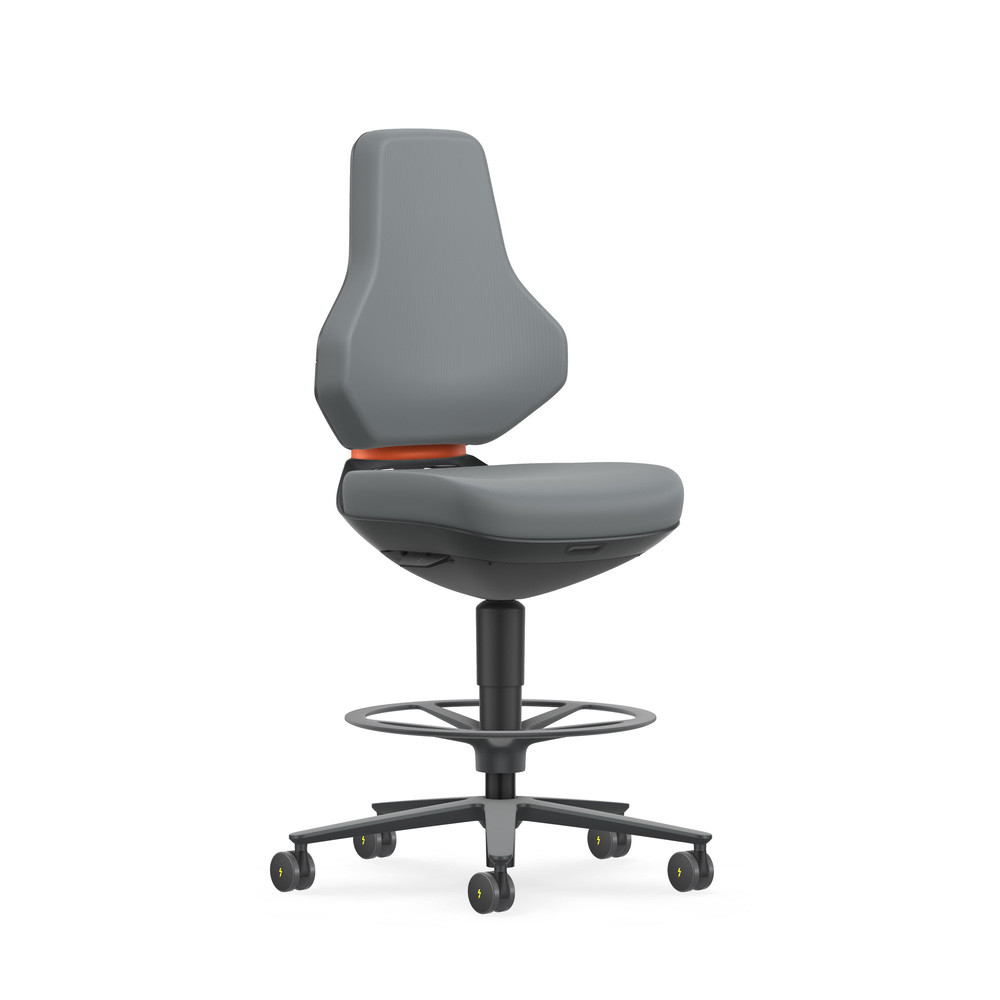 Bimos Drehstuhl Texon, mit Sitz-Stopp-Rolle, ESD, Skintec grau, Bild 4