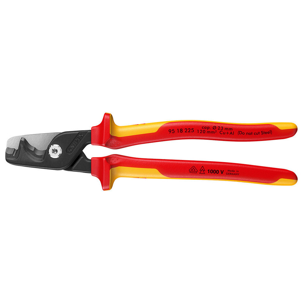 Kabelschere VDE mit Mehrkomponenten-Griffen 225mm schlanke Kopfform KNIPEX