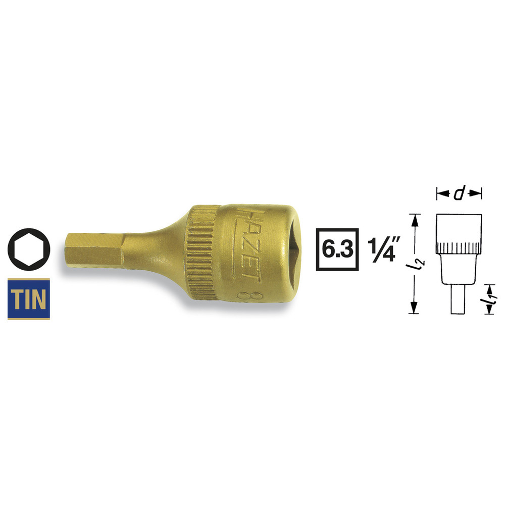 Schraubendreher-Steckschlüsseleinsatz 8501-6 - Vierkant hohl 6,3 mm (1/4 Zoll)