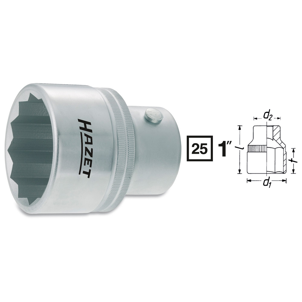 Steckschlüssel-Einsatz (Doppel-6kt.) 1100Z-50 - Vierkant hohl 25 mm (1 Zoll) -
