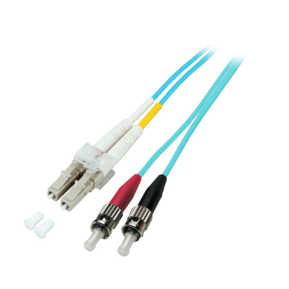 Patchkabel LWL, LC/ST 50/125µ, OM3, 0,5 m, aqua