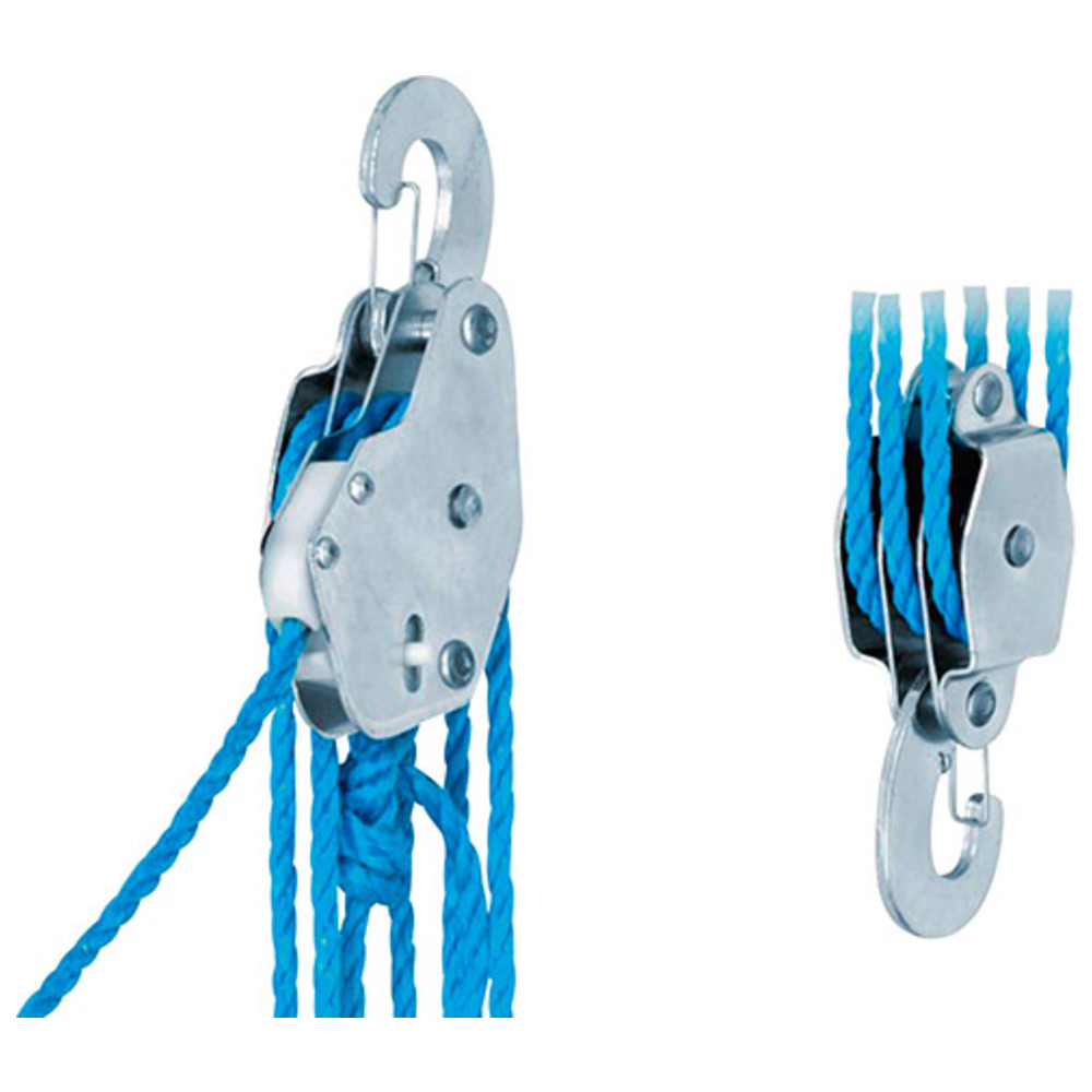 Universal-Flaschenzug schöco 22B, mit Seil, Seilbremse, 220 kg