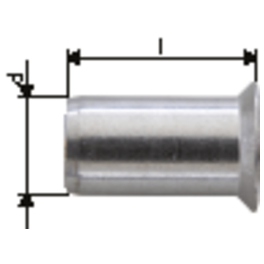 Blindnietmutter Alu Standard, Senkkopf M 5 x 7 x 13,5