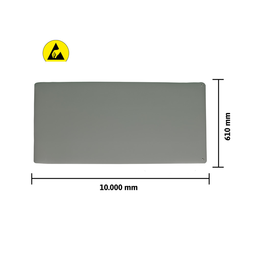 WETEC Tischbelag, ESD, 610 x 10.000 mm, platingrau, Rolle, Bild 2