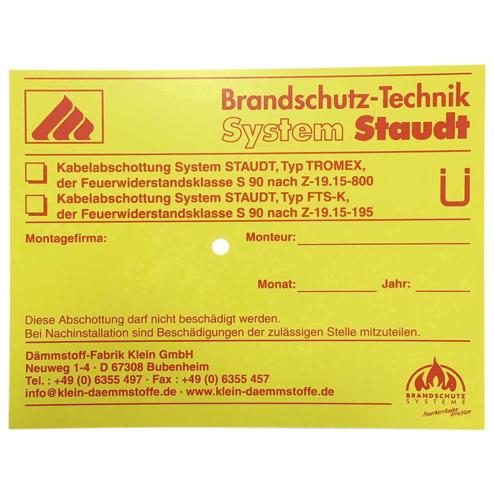 Kennzeichnungsschild für TROMEX